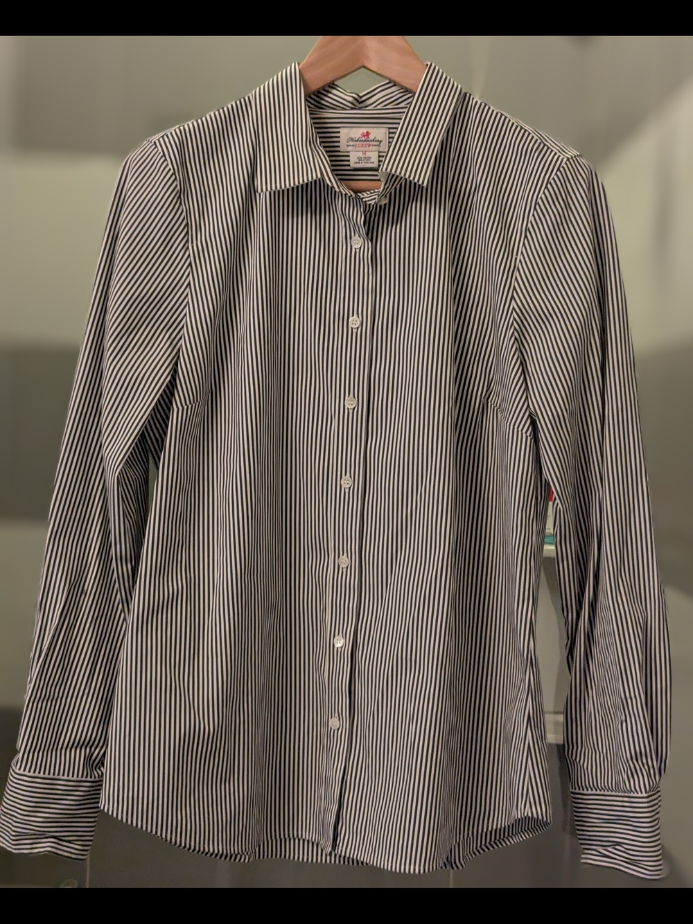 J. Crew Black & White Vertical Stripe Button-Down Shirt - Picture 3 of 8